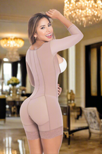 Hourglass 2250 Mid Thigh Body Shaper With Sleeve Front Zipper