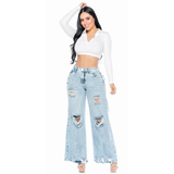 Wide Leg- Light- Blue Ripped Jeans