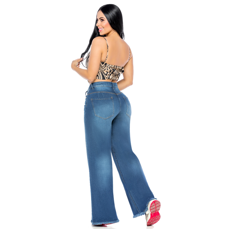 Wide-Leg-Slouchy Blue Jeans