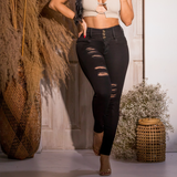 Push-Up + Waist Snatching Black Ripped Jeans
