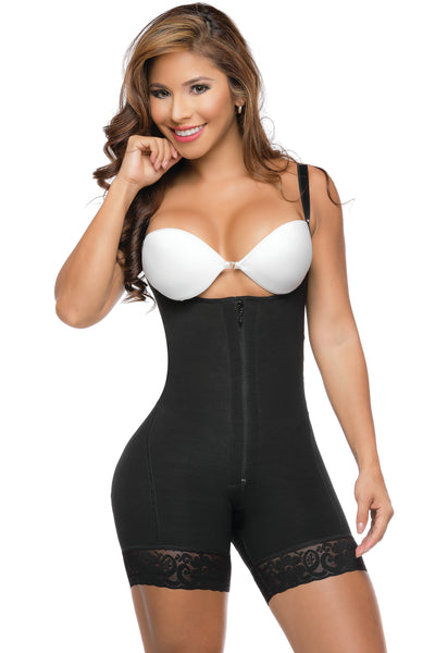 Body Contouring 2228 Mid Thigh Classic Mesh Front Zipper Faja
