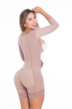 Creme Brulee 2250- Comfort Grade Mid Thigh Body Shaper With Sleeve Front Zipper