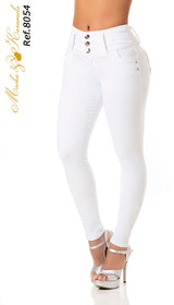 Angel- High Waisted Classic White Faja Jeans