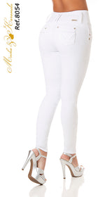 Angel- High Waisted Classic White Faja Jeans
