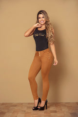 Marigold- Mid Rise Dark Mocha Skinny Shapewear Jeans