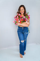 Whatever Is Clever- 8056 Ripped Slouchy Jeans- Medium Blue Wash