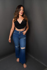 Whatever Is Clever- 8056 Ripped Slouchy Jeans- Medium Blue Wash